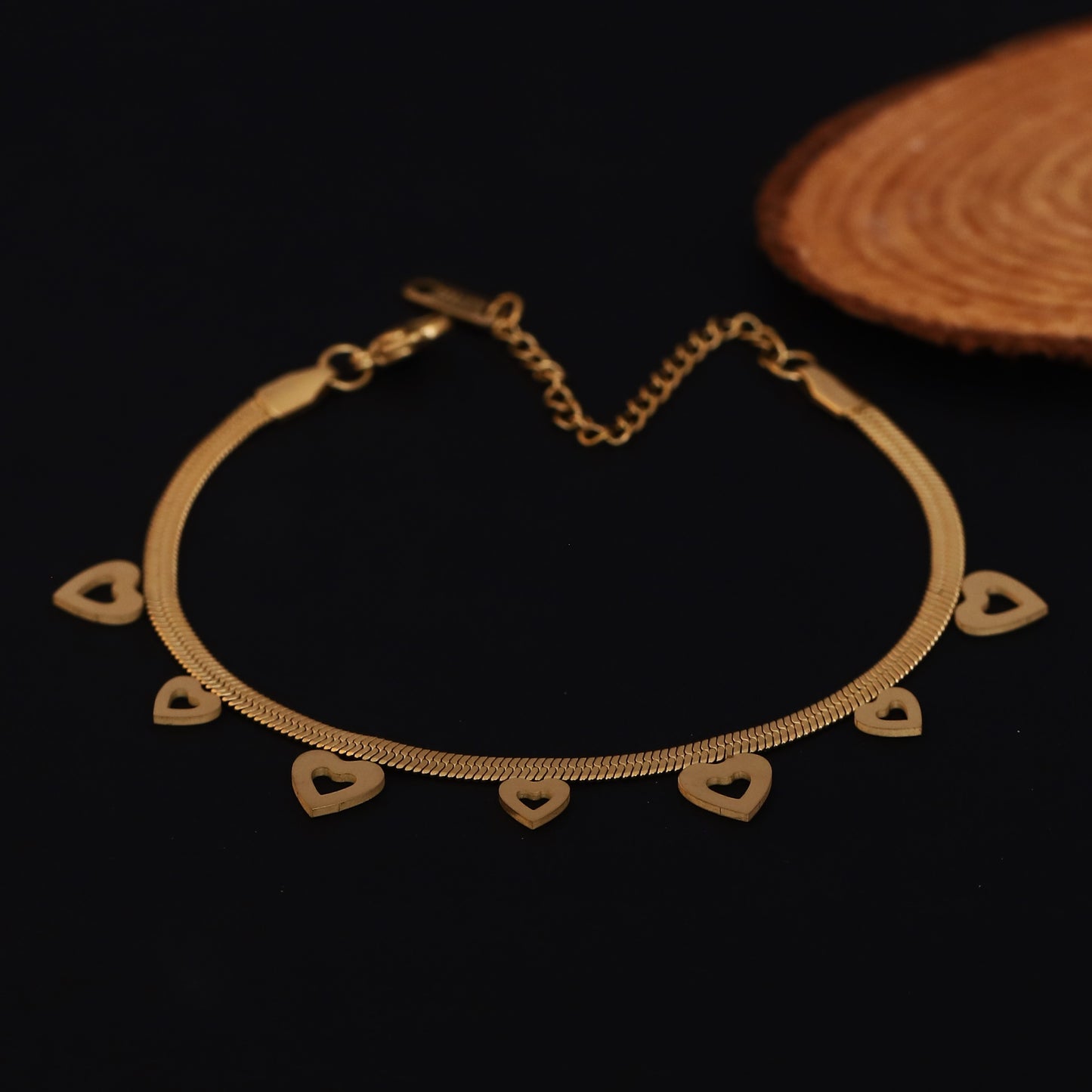 Elora Hollow Heart Charm Gold-Plated Bracelets