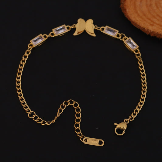 Elora Butterfly Charm Bracelet with Green Or White Stones