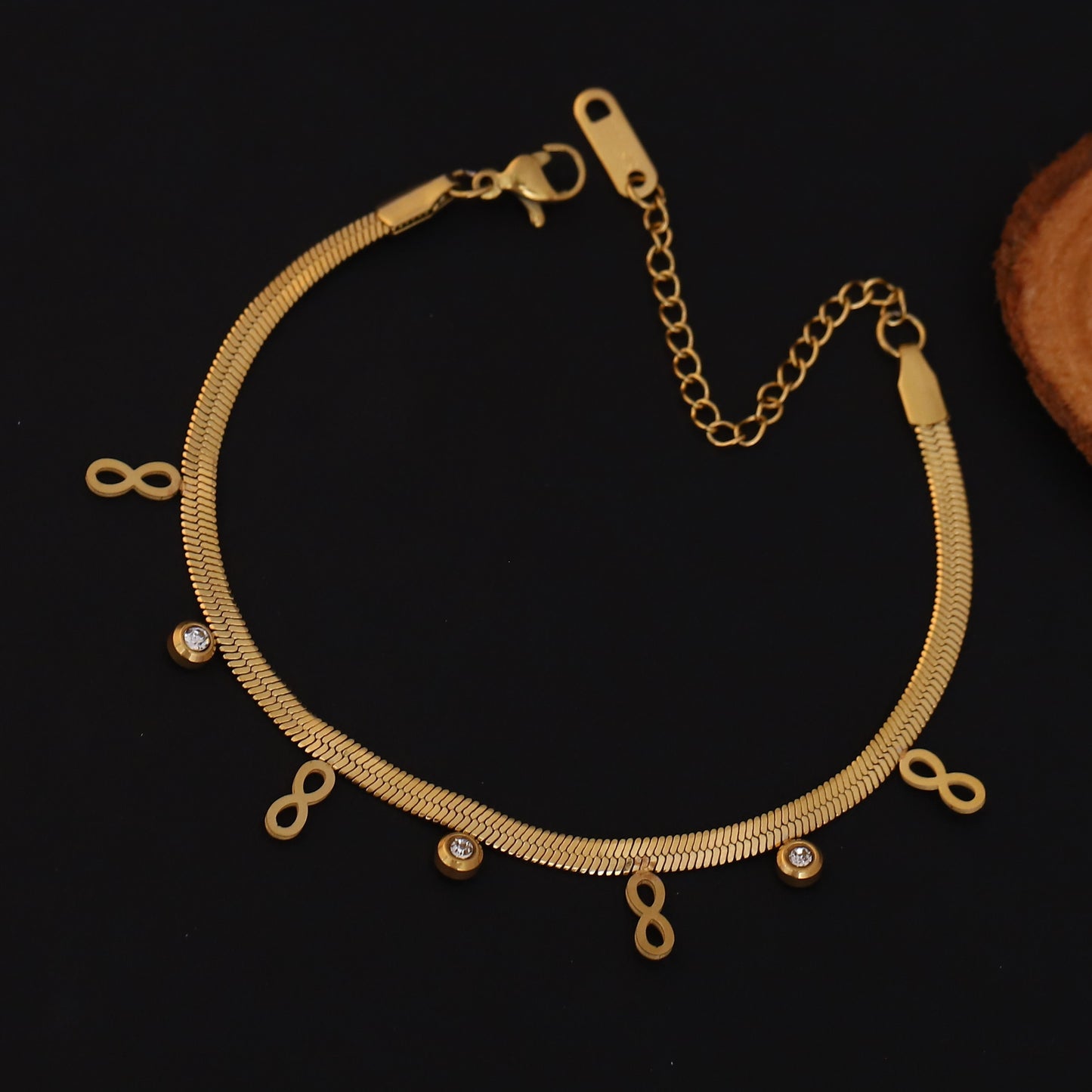 Elora Infinity Charm Gold-Plated Bracelets with Sparkling Stones