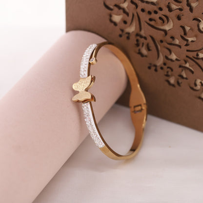 Elora Golden Butterfly Charm Crystal Bracelet