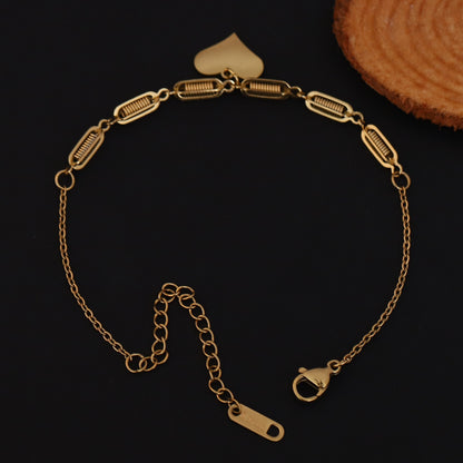 Elora Elegant Heart Charm Gold-Plated Bracelet