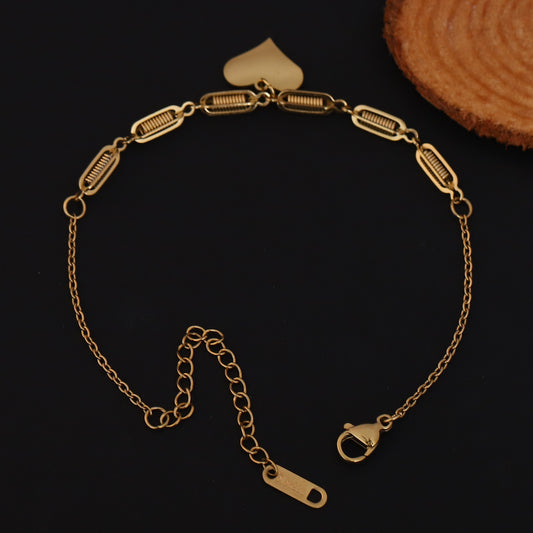 Elora Elegant Heart Charm Gold-Plated Bracelet