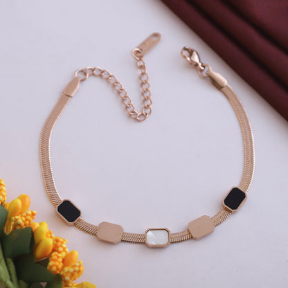 Elora Rose Gold Plated Minimalist Disc Charm Bracelet