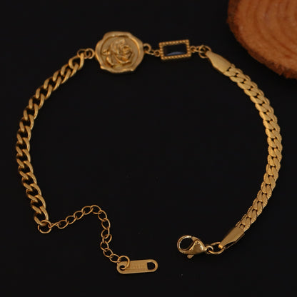 Elora Golden Rose Coin Bracelet with Geometric Accent