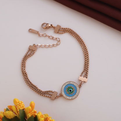 Elora Rose-Gold Plated Evil Eye Crystal Chain Bracelet