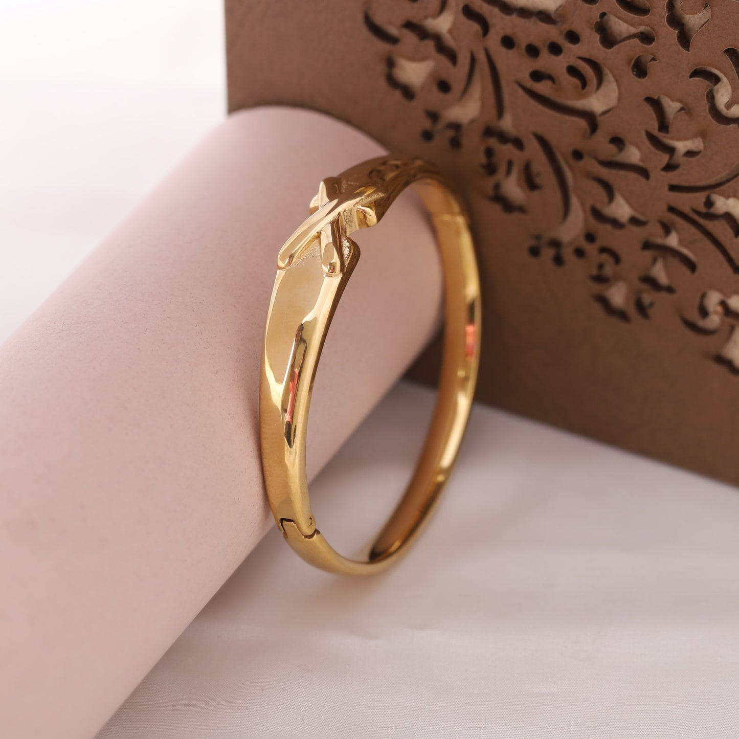 Elora Gold Plated Grace Cross-Knot Bangle