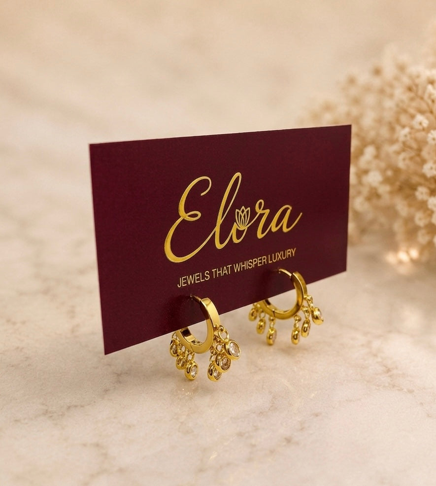 Elora Dewdrop Cascade Shimmer Hoop Earrings
