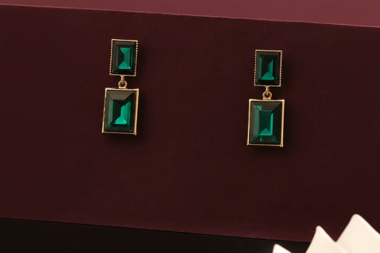 Elora Gold Plated Rectangle Link Pearl Drops Earrings