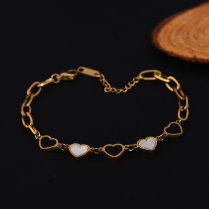 Elora Amour Link Heart Bracelet – White Elegance Edition