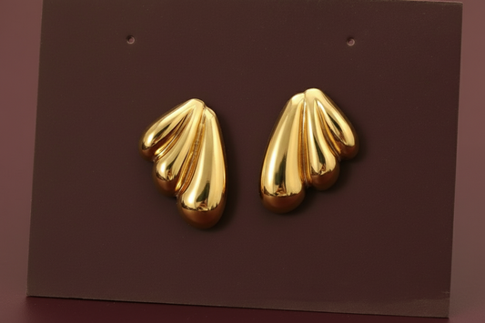 Elora gold Plated Gold Fluted Fan Shell Statement Earring’s