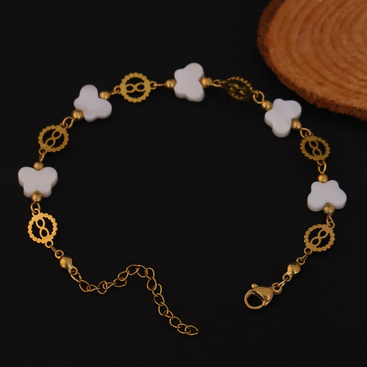 Elora White Butterfly Charm Bracelet with Golden Accents