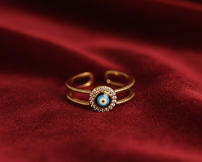 Elora Gold Plated Evil Eye Adjustable Gold Ring