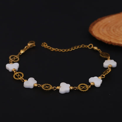 Elora White Butterfly Charm Bracelet with Golden Accents
