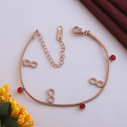 Elora Rose Gold Infinity & Crystal Charm Bracelet