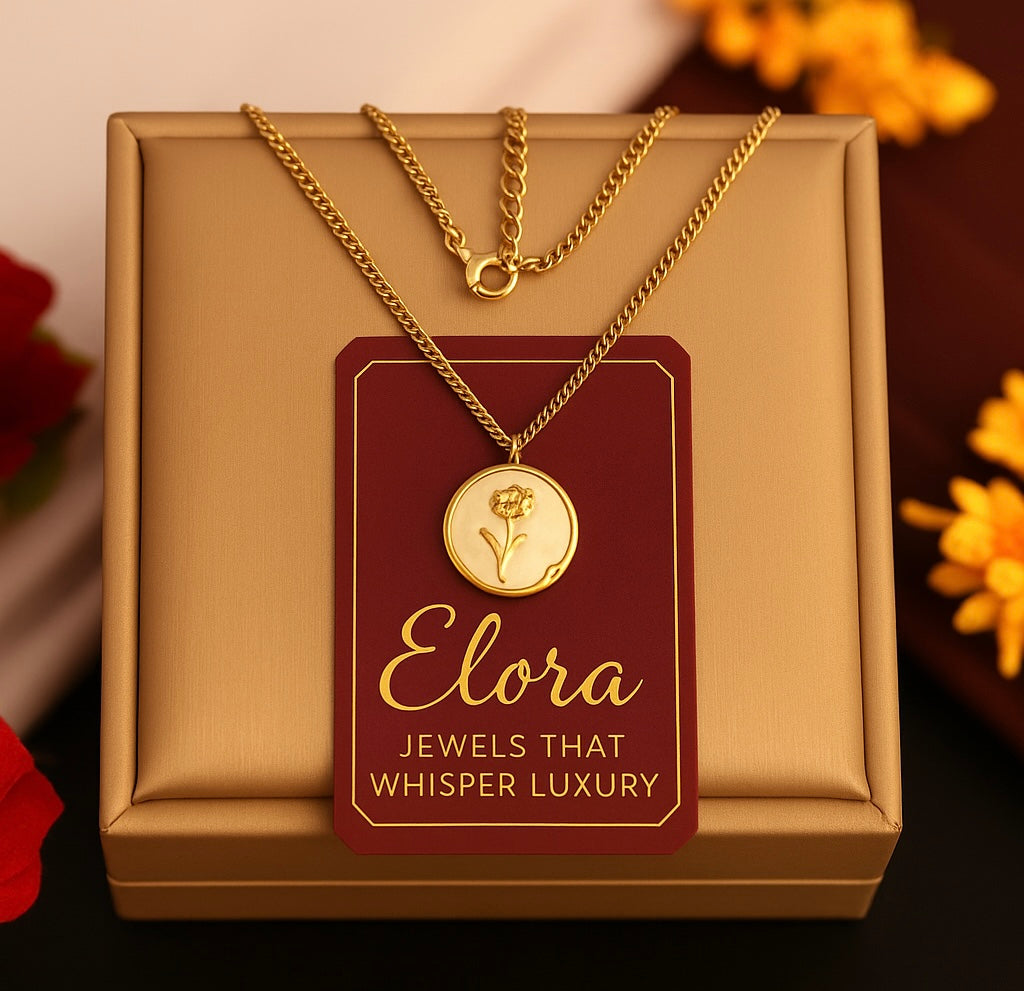Elora  gold plated Rose Medallion pendant