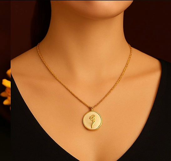 Elora  gold plated Rose Medallion pendant
