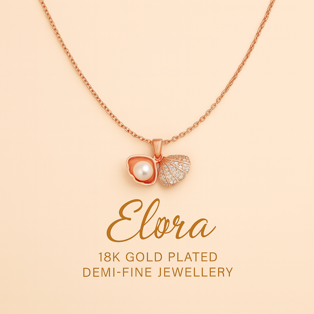 Elora seashell pearl pendant chain