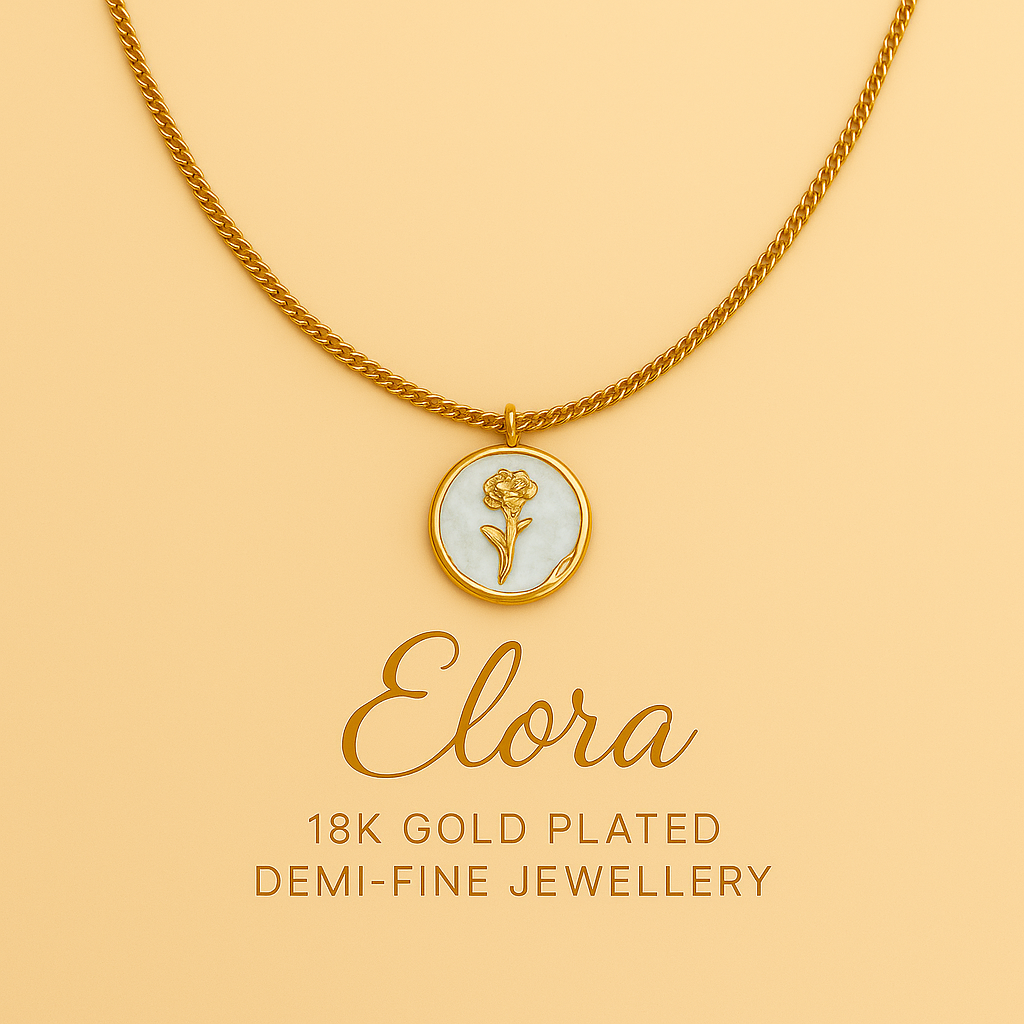 Elora  gold plated Rose Medallion pendant