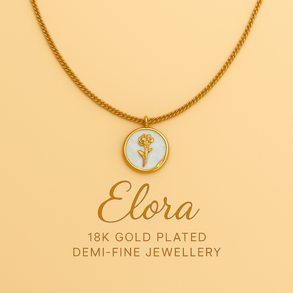 Elora  gold plated Rose Medallion pendant